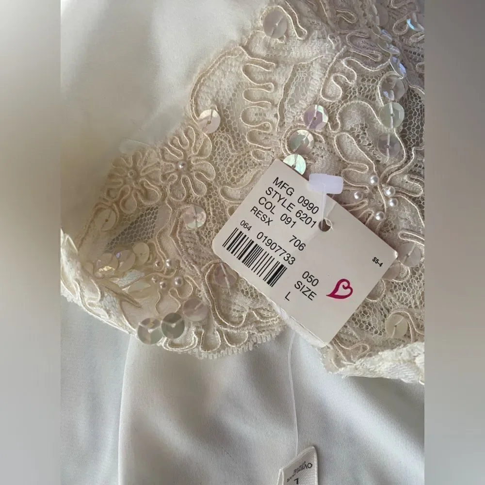 Victoria’s Secret One Piece Womens Size Large Lingerie Beige Satin Lace NWT
